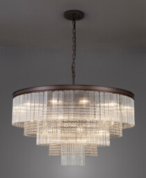 Sennett Large 3 Tier Round Pendant, 27 Light E14, Brown Oxide, Item Weight: 28.6kg - thumbnail 3
