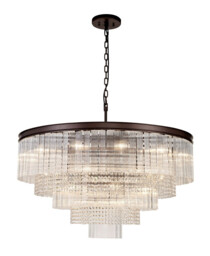 Sennett Large 3 Tier Round Pendant, 27 Light E14, Brown Oxide, Item Weight: 28.6kg - thumbnail 1