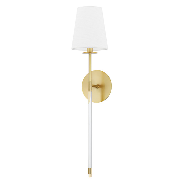 Hobart 1 Light Wall Sconce Aged Brass with White Shade