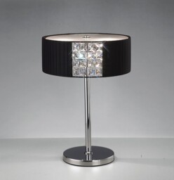 Evelyn Table Lamp Round with Black Shade 2 Light Polished Chrome, Crystal - thumbnail 2