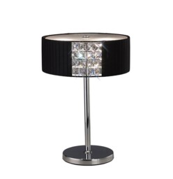 Evelyn Table Lamp Round with Black Shade 2 Light Polished Chrome, Crystal - thumbnail 1