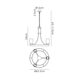 Preston Ceiling Pendant 3 Light E27, Brown Oxide, Bronze With Clear Glass Shades - thumbnail 2