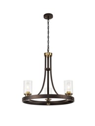 Preston Ceiling Pendant 3 Light E27, Brown Oxide, Bronze With Clear Glass Shades