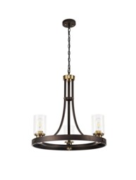 Preston Ceiling Pendant 3 Light E27, Brown Oxide, Bronze With Clear Glass Shades - thumbnail 3