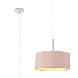 Baymont Polished Chrome E27 Universal Single Pendant With 40cm x 18cm Dual Faux Silk Shade, Taupe/Halo Gold
