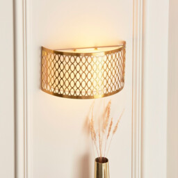 Cordero Flush Wall Lamp Gold Effect Plate, White Fabric & Frosted Glass 2x E14 - thumbnail 3