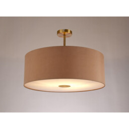Baymont Antique Brass E27 Semi Flush With 60cm x 22cm Dual Faux Silk Shade, Antique Gold/Ruby - thumbnail 2