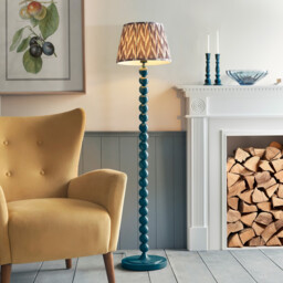 Higgledy Gloss Marlin Blue Paint Floor Lamp with Pearl Grey Fabric Zigzag Shade 35cm E27 - thumbnail 2