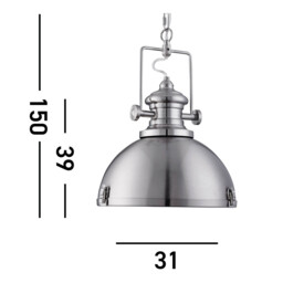Industrial 1 Light Dome Ceiling Pendant Satin Silver with Acrylic Diffuser, E27 - thumbnail 5
