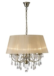 Olivia Ceiling Pendant with Soft Bronze Shade 8 Light Antique Brass, Crystal - thumbnail 1