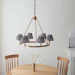 Chester Brushed Aged Brass Plate Pendant Light with Pearl Grey Fabric Zigzag Shade 16cm 6x B22 - thumbnail 3