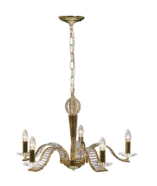 Niobe Ceiling Pendant Chandelier 5 Light French Gold, Crystal - image 1