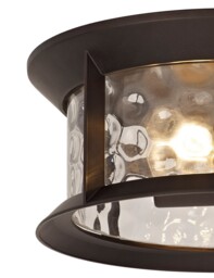 Orangeville Flush Ceiling Lamp, 2 xE27, Antique Bronze, Clear Ripple Glass, IP54 - thumbnail 5