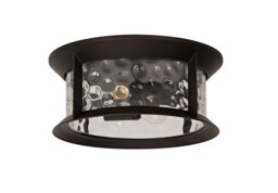 Orangeville Flush Ceiling Lamp, 2 xE27, Antique Bronze, Clear Ripple Glass, IP54 - thumbnail 3