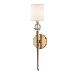 Rockland 1 Light Wall Sconce Brass, Faux Silk
