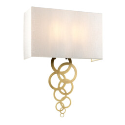 Rosa Large 2 Light Wall Light, Aged Brass, Ivory Faux Silk Shade - thumbnail 1