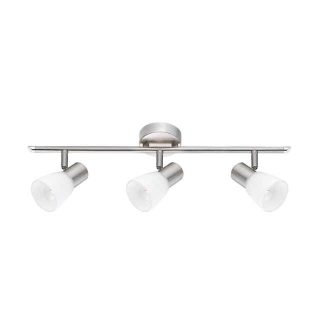 Publico 3 Light Ceiling Spotlight Bar Opal Glass Satin Nickel Metal LED E14 - image 1