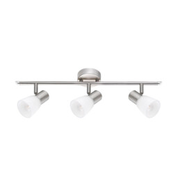 Publico 3 Light Ceiling Spotlight Bar Opal Glass Satin Nickel Metal LED E14 - thumbnail 1