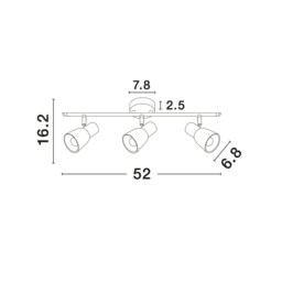Publico 3 Light Ceiling Spotlight Bar Opal Glass Satin Nickel Metal LED E14 - thumbnail 3