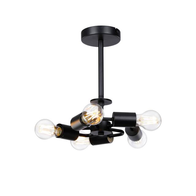 Baymont 28cm Satin Black 5 Light E27 Universal Semi Flush Fixture, Suitable For A Vast Selection Of Shades - image 1
