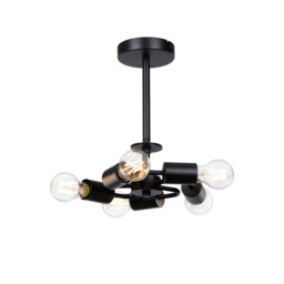 Baymont 28cm Satin Black 5 Light E27 Universal Semi Flush Fixture, Suitable For A Vast Selection Of Shades - thumbnail 1