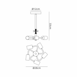 Baymont 28cm Satin Black 5 Light E27 Universal Semi Flush Fixture, Suitable For A Vast Selection Of Shades - thumbnail 3