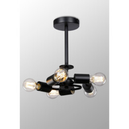 Baymont 28cm Satin Black 5 Light E27 Universal Semi Flush Fixture, Suitable For A Vast Selection Of Shades - thumbnail 2
