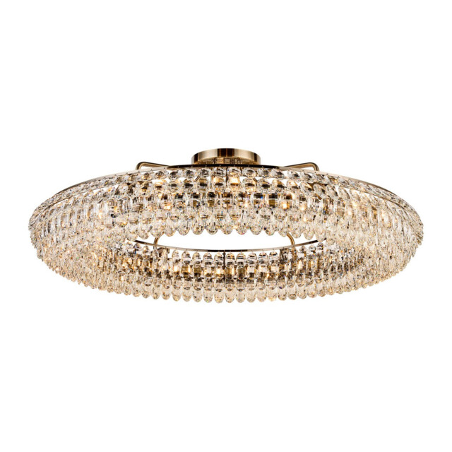 Coniston 1.1m Semi Flush Ring Ceiling, 18 Light E14, Antique Brass/Crystal Item Weight: 31kg - image 1