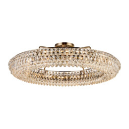 Coniston 1.1m Semi Flush Ring Ceiling, 18 Light E14, Antique Brass/Crystal Item Weight: 31kg - thumbnail 1