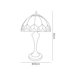 Vernon Tiffany Table Lamp, 1 x E27, Aged Antique Brass Base, Brown Glass, Clear Crystal - thumbnail 2