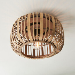 Mathias Decorative Flush Ceiling Lamp, Natural Bamboo, Plywood, Matt Black Paint - thumbnail 5