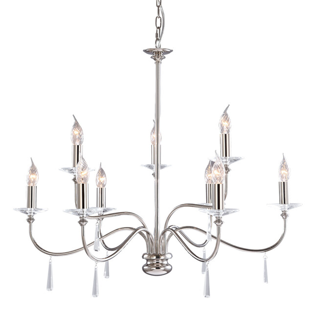 Finsbury Park 9 Light Chandelier Polished Nickel Finish, E14 - image 1