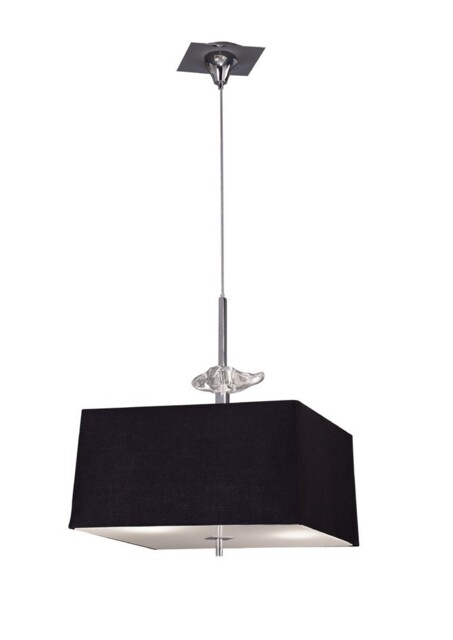 Akira Ceiling Pendant 4 Light E27, Polished Chrome, Frosted Glass with Black Shade - image 1