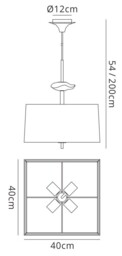 Akira Ceiling Pendant 4 Light E27, Polished Chrome, Frosted Glass with Black Shade - thumbnail 2