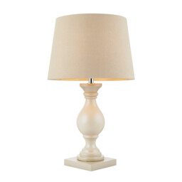 Marsham Table Lamp Linen Effect, Ivory Painted Wood, E14 - thumbnail 1
