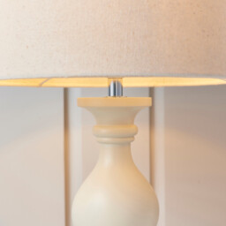 Marsham Table Lamp Linen Effect, Ivory Painted Wood, E14 - thumbnail 3