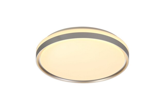 Veteran Flush Ceiling 39cm, 1 x 24W LED, 3 Step-Dimmable, 3000K, 1000lm, IP44, Silver, White Acrylic - image 1
