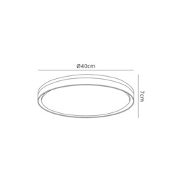 Veteran Flush Ceiling 39cm, 1 x 24W LED, 3 Step-Dimmable, 3000K, 1000lm, IP44, Silver, White Acrylic - thumbnail 2