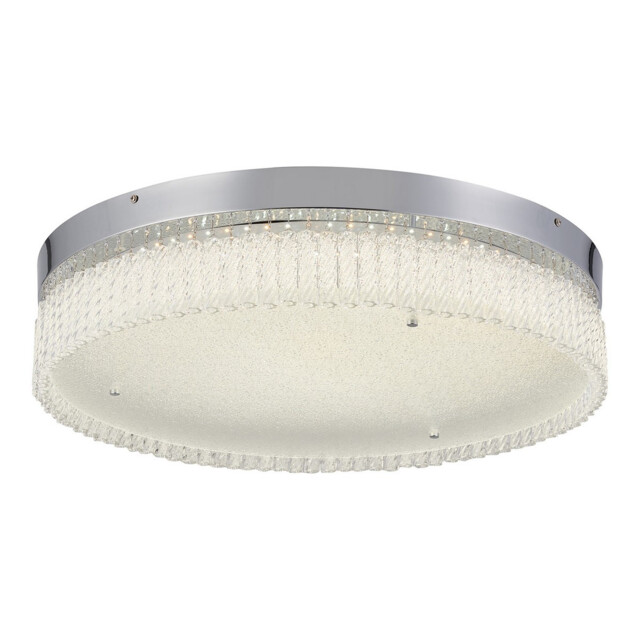 Aiden 60cm Round Flush Ceiling 40W LED, CCT White 3000-6000K, CCT Switchable, Polished Chrome/Glass, 3yrs Warranty - image 1