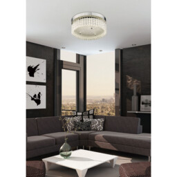 Aiden 60cm Round Flush Ceiling 40W LED, CCT White 3000-6000K, CCT Switchable, Polished Chrome/Glass, 3yrs Warranty - thumbnail 3