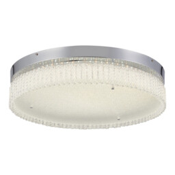 Aiden 60cm Round Flush Ceiling 40W LED, CCT White 3000-6000K, CCT Switchable, Polished Chrome/Glass, 3yrs Warranty - thumbnail 1