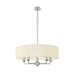 Banyan 5 Light Multi Arm Pendant With 60cm x 15cm Organza Shade Polished Chrome/Cream - thumbnail 5