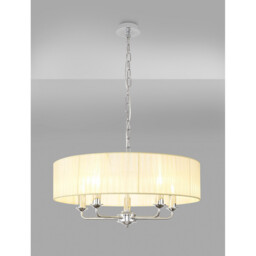 Banyan 5 Light Multi Arm Pendant With 60cm x 15cm Organza Shade Polished Chrome/Cream - thumbnail 2