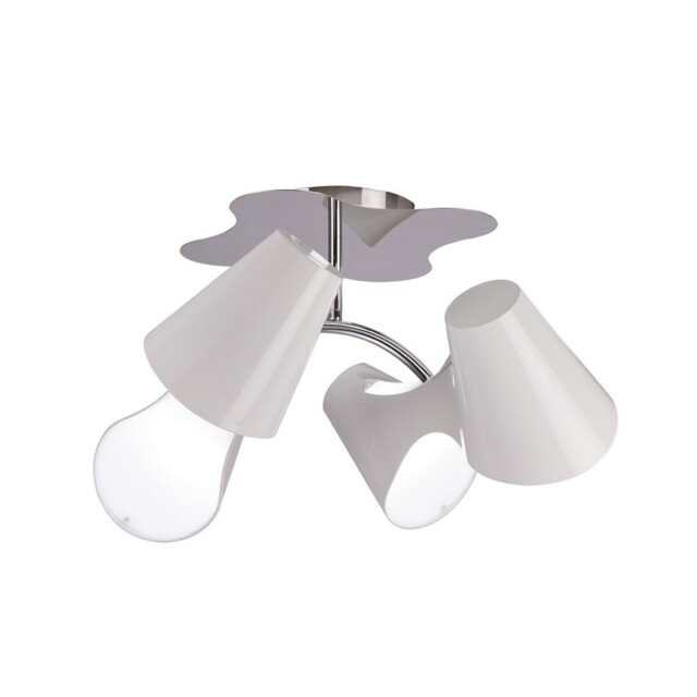 Ora Ceiling 2 Arm 4 Light E27, Gloss White, White Acrylic, Polished Chrome - image 1