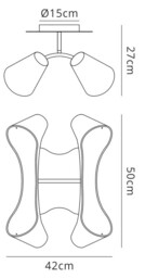 Ora Ceiling 2 Arm 4 Light E27, Gloss White, White Acrylic, Polished Chrome - thumbnail 2