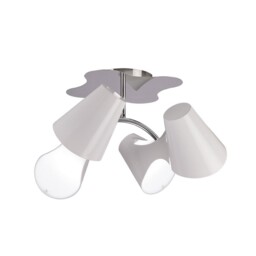 Ora Ceiling 2 Arm 4 Light E27, Gloss White, White Acrylic, Polished Chrome