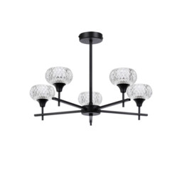 Aria Fixed Pendant, 5 Light G9, IP44, Satin Black/Clear Glass - thumbnail 3