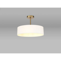 Baymont Antique Brass 5 Light E27 Semi Flush Fixture, With 45cm x 15cm Faux Silk Shade, White - thumbnail 2