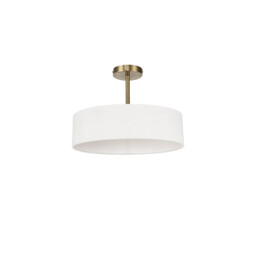Baymont Antique Brass 5 Light E27 Semi Flush Fixture, With 45cm x 15cm Faux Silk Shade, White - thumbnail 5