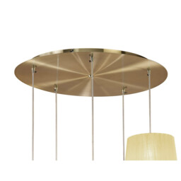 Tiffany Pendant 5+5 Light E27+G9 Spiral, Antique Brass With Cream Shades & Clear Crystal - thumbnail 3